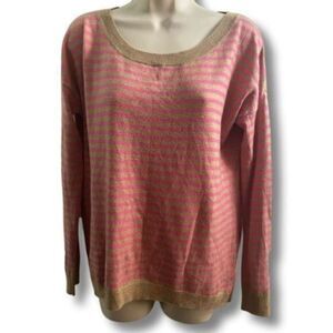Gap Lightweight Pink and Tan Scoop Neck Crewneck Sweater. Size XS and fits small